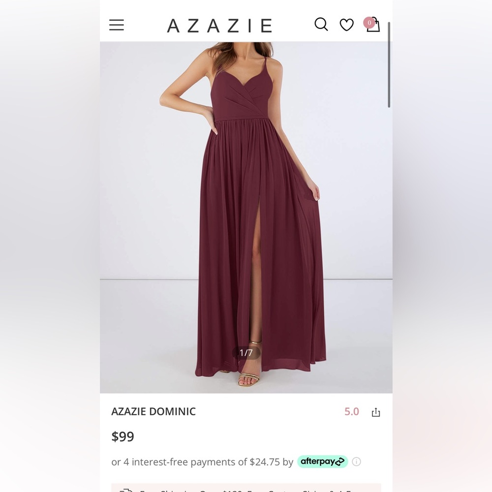 Azazie Dominic in Cabernet Size 6- Never worn